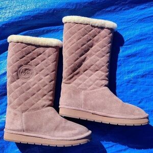 Michael Kors Quilted Suede Boots - Tan